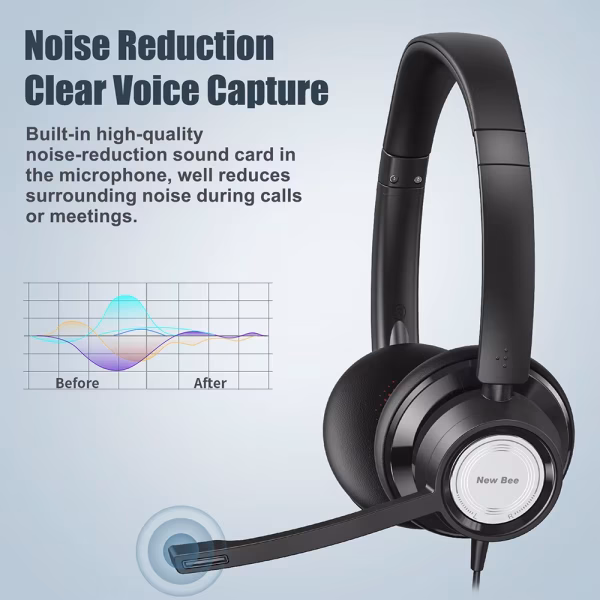 USB/3.5mm Noise-Reduction Headset with Mic Education/Office