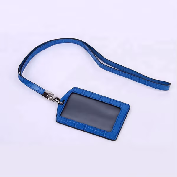 Embossed Crocodile Cowhide Lanyard & ID Card Holder a Luxury Edition