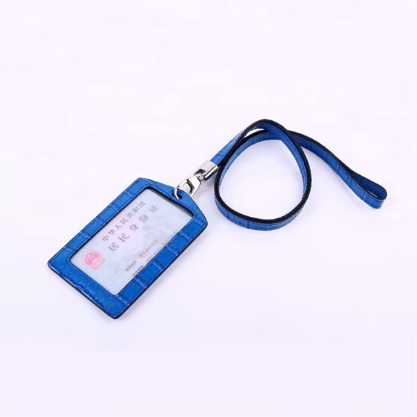 Embossed Crocodile Cowhide Lanyard & ID Card Holder a Luxury Edition